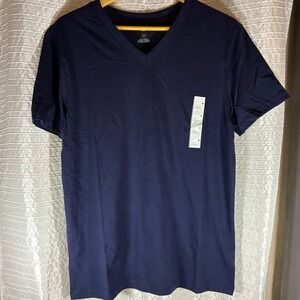 Goodfellow & Co Mens V-Neck T-Shirt Every Wear Tee Standard Fit Navy Blue M